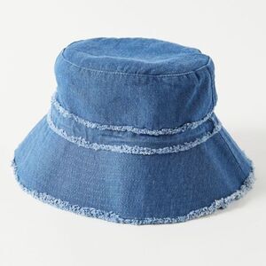 Bdg Cotton Denim Nwot Blue Frayed Blue Bucket Hat
